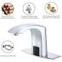 Touchless Bathroom Sink Faucet Automatic Sensor, Brass, Motion Hands Free Bathroom Fixture Vanity Water Tap, with Temperature Control Mixer,3/8'' 1/2'' Adapter, 3 Hoses, Fashion, Chrome Plating