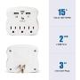 VERSAF Wall Outlet Adapter Surge Protector -2 USB Wall Charger Ports, 3 Plug Outlet Expanders,Slide Out Device Cradle,Protection Indicator Light,Compatible with Rechargeable Electronics,ETL Certified