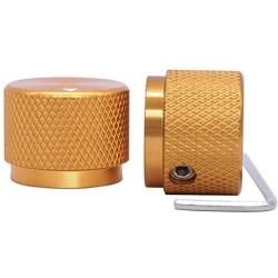 Taiss/ 2pcs Golden color Aluminum Rotary Electronic Control Potentiometer Knob For 6 mm Diameter Shaft, Volume Control Knobs, Audio knob,Guitar Knobs，Switch Knob, 20mm dia. x 15.5mm height