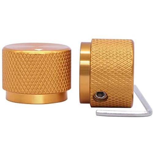 Taiss/ 2pcs Golden color Aluminum Rotary Electronic Control Potentiometer Knob For 6 mm Diameter Shaft, Volume Control Knobs, Audio knob,Guitar Knobs，Switch Knob, 20mm dia. x 15.5mm height