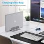 Vertical Laptop Stand [Adjustable Size], OMOTON Desktop Aluminum MacBook Stand with Adjustable Dock Size, Fits All MacBook, Surface, Chromebook and Gaming Laptops (Up to 17.3 inch), Gray