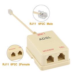 Uvital in-line DSL Filter Splitter/in-line DSL Filter RJ11 6P2C Male to 2 Female Telephone Modem ADSL Splitter Filter (Cream, 4 Pack)