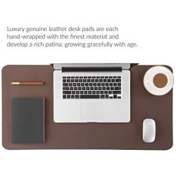 Bedsure Genuine Leather Desk Pad, Office Desk Mat Blotter on top of desks, Large Computer Desk Mat, Waterproof Non Slip Desk Pad Protector for Office and Home (Brown, 15.7x31.5 inches)