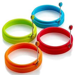 Emoly Silicone Egg Ring, Egg Rings Non Stick, Egg Cooking Rings, Perfect Fried Egg Mold or Pancake Rings (New,4pcs)