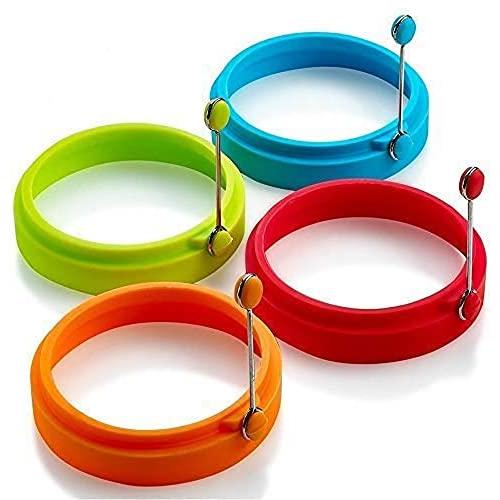 Emoly Silicone Egg Ring, Egg Rings Non Stick, Egg Cooking Rings, Perfect Fried Egg Mold or Pancake Rings (New,4pcs)