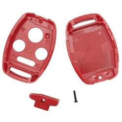 Cutting Not Required - Replacement Key Fob Shell Case Fit for Honda Accord Civic Ex Pilot CR-V 4 Buttons Keyless Entry Remote Car Key Housing with Screwdriver (Red)