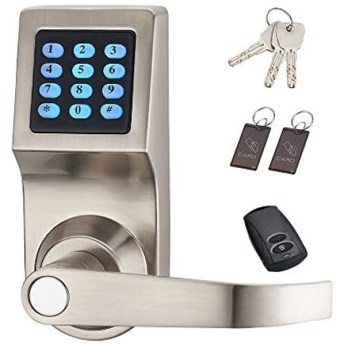HAIFUAN Digital Door Lock,Unlock with Remote Control, M1 Card, Code and Key,Handle Direction Reversible