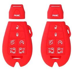 BAR Autotech Remote Key Silicone Rubber Keyless Entry Shell Case Fob and Key Skin Cover fit for Chrysler Town, Country Van, Dodge Grand Caravan, Volkswagen Routan (Red)