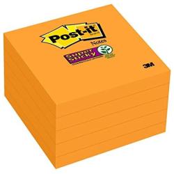 Post-it Super Sticky Notes, 3x3 in, 5 Pads, 2x the Sticking Power, Neon Orange, Recyclable (654-5SSNO)