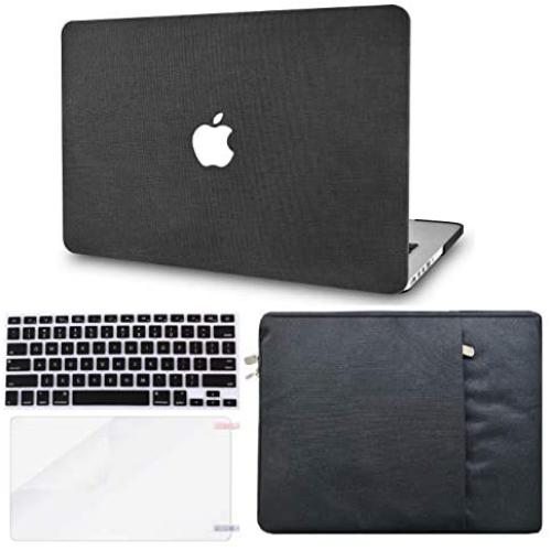 KECC Laptop Case Compatible with MacBook Air 13'' w/Keyboard Cover + Sleeve + Screen Protector (Bundle) Plastic Hard Shell Case A1466/A1369 (Black Fabric)