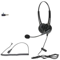 Professional Durable Binaural Corded AT&T Phone Headset | 2.5mm Headset with Microphone for Call Center | Noise Canceling Microphone | Over-The-Head Style | 2.5mm Quick Disconnect Cord Included