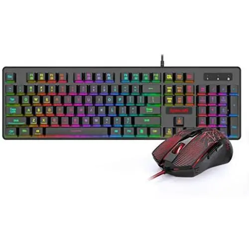 Redragon S107-BA Gaming Keyboard and Mouse Combo Wired Mechanical Feel RGB LED Backlit Keyboard 3200 DPI Gaming Mouse for Windows PC (Keyboard Mouse Combo)