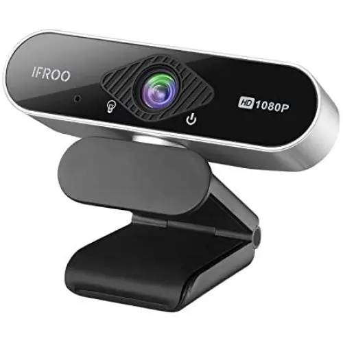 IFROO FHD 1080P Webcam with Microphone,No fisheye Wide-Angle for Desktop Laptop Computer Web Camera,USB Plug and Play,Compatible Skype Zoom YouTube Windows/Mac OS,for Live Streaming,Recording,Gaming