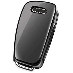 ELOHEI for Audi Key Fob Cover Case,Premium Soft TPU 360 Degree Full Protection Key Shell Key Case Cover Compatible with Audi A1 A3 Q3 Q7 R8 A6L TT (only for 3-Button Key Box) (Black)