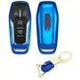 Royalfox(TM) 4 5 Buttons TPU Smart keyless Entry Remote Key Fob case Cover Keychain for Ford Mustang F-150 F-450 Explorer Taurus Fusion Edge,Lincoln MKZ MKC MKX (Blue)