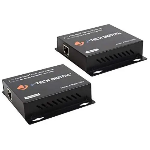 J-Tech Digital ProAV HDMI Extender Over Single Cat5e/6 Cable TCP/IP 1080p IR Remote - Up to 400 [TX + RX]