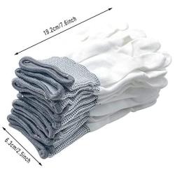 FANGULU 10 Pairs White Nylon Gloves Non-slip And Anti-static PU Gloves Suitable for Machining Electronic Assembly Automobile Making Construction Site Logistics Loading And Unloading(20PCS)
