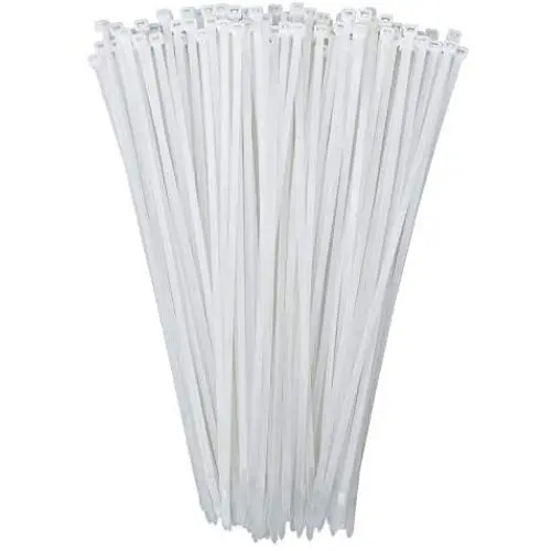 100 Pack KOOWIN 12 Inch 50 Lbs Tensile Strength Self-Locking Eco-Friendly Nylon Plastic Cable Zip Ties Heavy Duty White Wire Tie Wraps for Home, Office, Garden, Garage, Workshop (Medium, 100pcs)