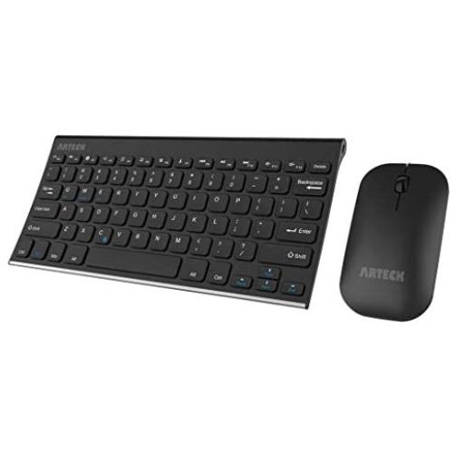 Arteck Bluetooth Keyboard and Mouse Combo Ultra Compact Slim Stainless Full Size Keyboard and Ergonomic Mice for Computer/Desktop/PC/Laptop/Surface and Windows 10/8/7 Built in Rechargeable Battery
