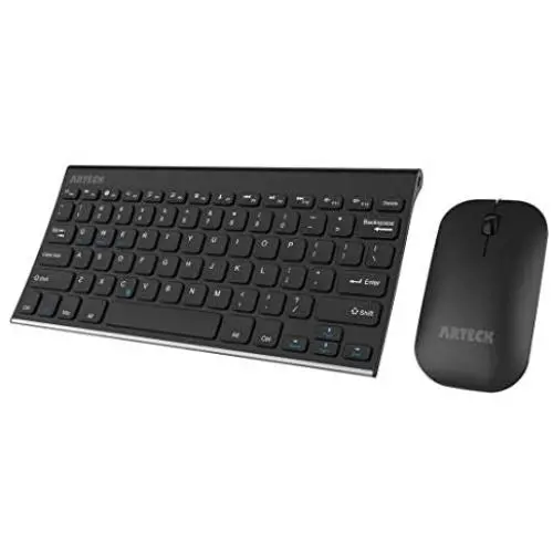 Arteck Bluetooth Keyboard and Mouse Combo Ultra Compact Slim Stainless Full Size Keyboard and Ergonomic Mice for Computer/Desktop/PC/Laptop/Surface and Windows 10/8/7 Built in Rechargeable Battery