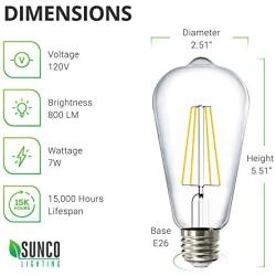 Sunco Lighting 4 Pack ST64 LED Bulb, Dusk-to-Dawn, 7W=60W, 3000K Warm White, Vintage Edison Filament Bulb, 800 LM, E26 Base, Outdoor Decorative String Light - UL, Energy Star
