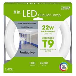 Feit Electric FC8/840/LED 22W Equivalent 1400 Lumen Non Dimmable T9 Linear 8 Inch Circular LED Light Bulb 4000K 4PIN, 8.25''D, 4100K (Cool White)
