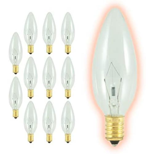 25 Watt Torpedo Candelabra Light Bulbs | B10 Clear Finish E12 Base 2700K Soft White CTC | Dimmable 25W 175 Lumens | Decorative Chandelier Bulbs | Incandescent 12 Pack by GoodBulb