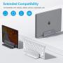 Vertical Laptop Stand [Adjustable Size], OMOTON Desktop Aluminum MacBook Stand with Adjustable Dock Size, Fits All MacBook, Surface, Chromebook and Gaming Laptops (Up to 17.3 inch), Gray