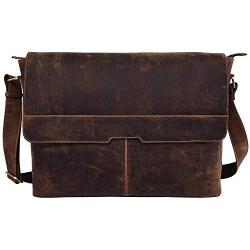 Vintage Computer Leather Laptop Messenger Bags for Men Leather Briefcase Shoulder Bag Man & Women Bag (16 INCH)