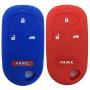 Ezzy Auto Red and Blue Silicone Rubber Key Fob Case Key Covers Key Jacket Skin Protector fit for Honda Accord CR-V Civic Acura TL RL CL