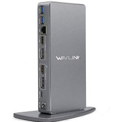 WAVLINK USB C Universal Laptop Docking Station, Dual 4K@60Hz Display & 5K Single Video Display for Laptop and PCs (2x4K@60Hz HDMI, 2x 4K@60Hz Display Port, Gigabit Ethernet, 6 USB 3.0, Audio)