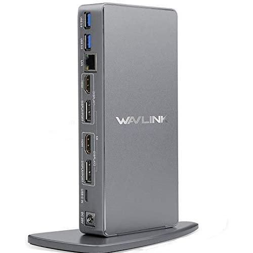 WAVLINK USB C Universal Laptop Docking Station, Dual 4K@60Hz Display & 5K Single Video Display for Laptop and PCs (2x4K@60Hz HDMI, 2x 4K@60Hz Display Port, Gigabit Ethernet, 6 USB 3.0, Audio)