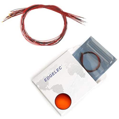 EDGELEC 20pcs Prewired 0402 Orange SMD LED Light Emitting Diode DC 2V Micro Litz Length 7.8in. (20cm) Soldered Mini LED Lights for DIY Manual Model Toy Decoration