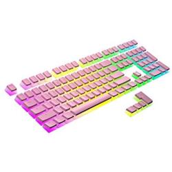 HK Gaming 108 Double Shot PBT Pudding Keycaps Keyset for Mechanical Gaming Keyboard MX Switches (Pink)
