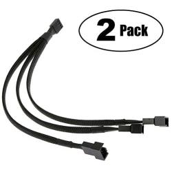 TeamProfitcom PWM Fan Splitter Adapter Cable Sleeved Braided Y Splitter Computer PC 4 Pin Fan Extension Power Cable 1 to 3 Converter 10 inches (2 Pack)