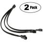 TeamProfitcom PWM Fan Splitter Adapter Cable Sleeved Braided Y Splitter Computer PC 4 Pin Fan Extension Power Cable 1 to 3 Converter 10 inches (2 Pack)