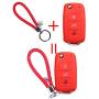 Protective Silicone Remote Car Key Case Cover and Key Chain for Volkswagen VW POLO Tiguan Passat B5 B6 B7 Golf EOS Scirocco Jetta MK6 Octavia SKODA SEAT (WHITE)