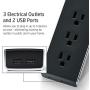 Joule Surge Protector Power Strip with 3 Outlets and 2 USB Ports – Portable for Travel, Hotel, Home, and Office Use