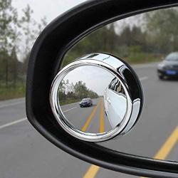 yusheng 2PCS small Blind Spot Mirror,2'' Round HD Glass Convex Rear View Mirror,Strong Adhesive Mirror for Car, Van, SUV and Trucks (2''(50mm), Silver frame)