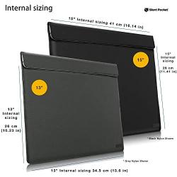 Silent Pocket Waterproof Nylon Faraday Bag, Signal Blocking Device Sleeve for 13 inch and 15 inch Laptops and Tablets - Instant Protection (13 inch, Grey)