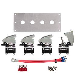 MGI SpeedWare 4 Gang Metal Toggle Switch Panel, Safety Flip Covers (Chrome)