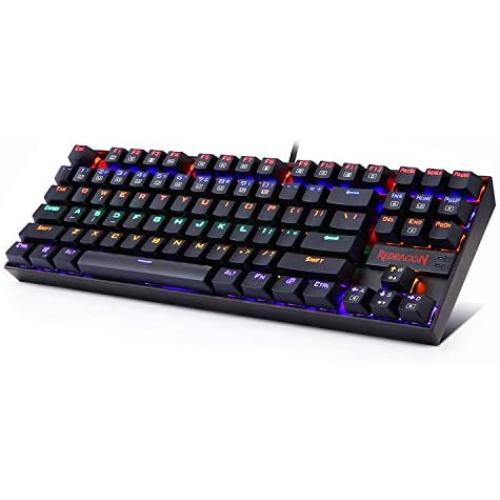 Redragon K552 Mechanical Gaming Keyboard RGB LED Rainbow Backlit Wired Keyboard with Red Switches for Windows Gaming PC (87 Keys, Black)