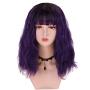 SinRany Shoulder Length Dark Root Purple Curly Fashion Anime Cosplay Wig For Women Girls