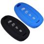 Lcyam Key Fob Cover Silicone Protection Case Remote Holder Fits for 2019 2020 Hyundai Kona Santa Fe Veloster Sonata Keyless Smart Key 4 Button (Black Blue)