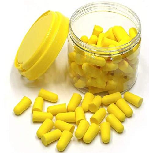Emoly 50 Pairs Foam Ear Plugs, Premium Ear Plugs Noise Reduction - 34dB SNR Super Soft Foam Ear Plugs Noise Reduction Hearing Protector for Sleeping, Snoring, Travel, Shooting and Work (Yellow)