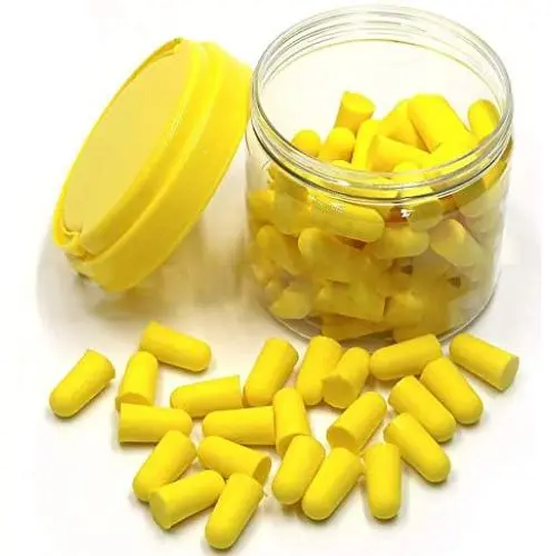 Emoly 50 Pairs Foam Ear Plugs, Premium Ear Plugs Noise Reduction - 34dB SNR Super Soft Foam Ear Plugs Noise Reduction Hearing Protector for Sleeping, Snoring, Travel, Shooting and Work (Yellow)