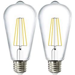Sunco Lighting 2 Pack ST64 LED Bulb, Dimmable, Waterproof, 8.5W=60W, 2700K Soft White, Vintage Edison Filament Bulb, 800 LM, E26 Base, Restaurant or String Lights - UL