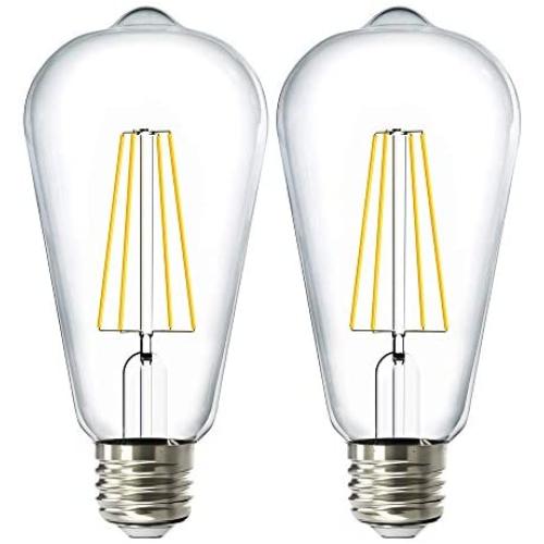 Sunco Lighting 2 Pack ST64 LED Bulb, Dimmable, Waterproof, 8.5W=60W, 2700K Soft White, Vintage Edison Filament Bulb, 800 LM, E26 Base, Restaurant or String Lights - UL
