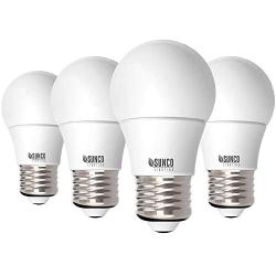 Sunco Lighting 4 Pack A15 LED Bulb, 8W=60W, 5000K Daylight, Dimmable, 800 LM, E26 Base, Refrigerator & Fan Light - UL, Energy Star