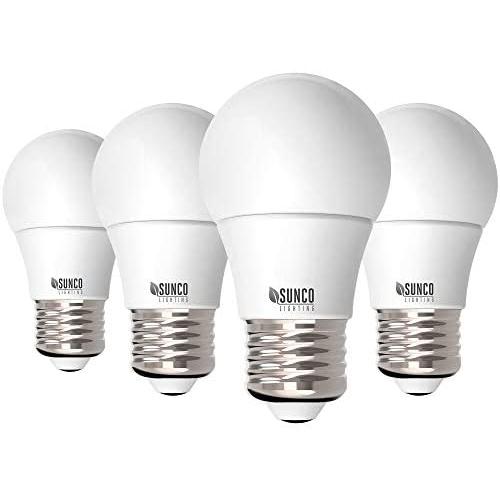 Sunco Lighting 4 Pack A15 LED Bulb, 8W=60W, 6000K Daylight Deluxe, Dimmable, 800 LM, E26 Base, Refrigerator & Fan Light - UL & Energy Star